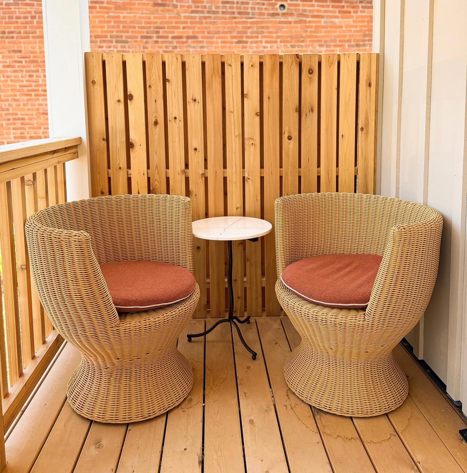 Poolside furniture at Leeward House